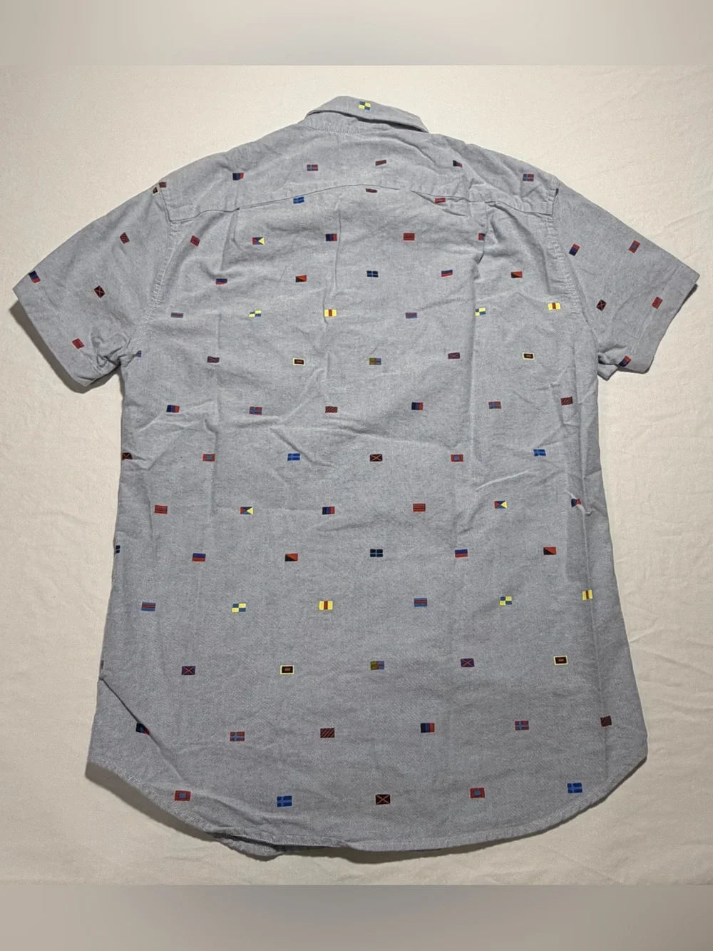 J. Crew Light Blue Oxford with Nautical Flag Print